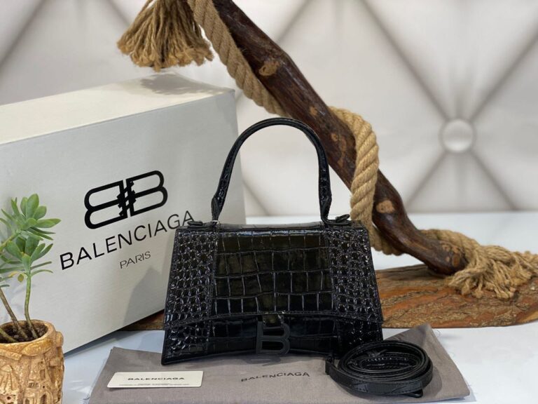 balenciaga canta hourglass kucuk boy siyah croco siyah 23x15x10 cm