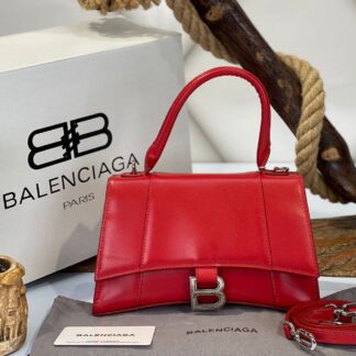 balenciaga canta hourglass kucuk boy siyah kirmizi silver 23x15x10 cm