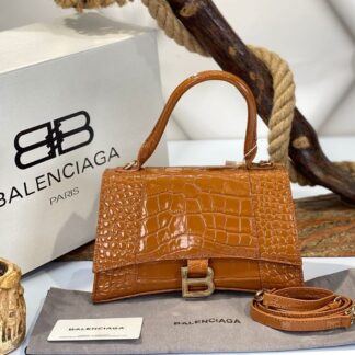 balenciaga canta hourglass kucuk boy taba crocco gold  23x15x10 cm