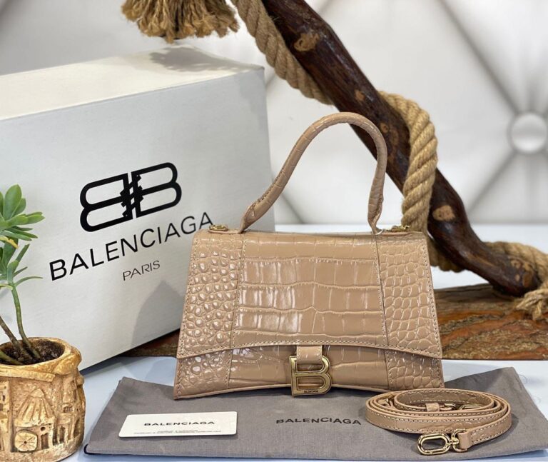 balenciaga canta hourglass kucuk boy vizon crocco gold  23x15x10 cm