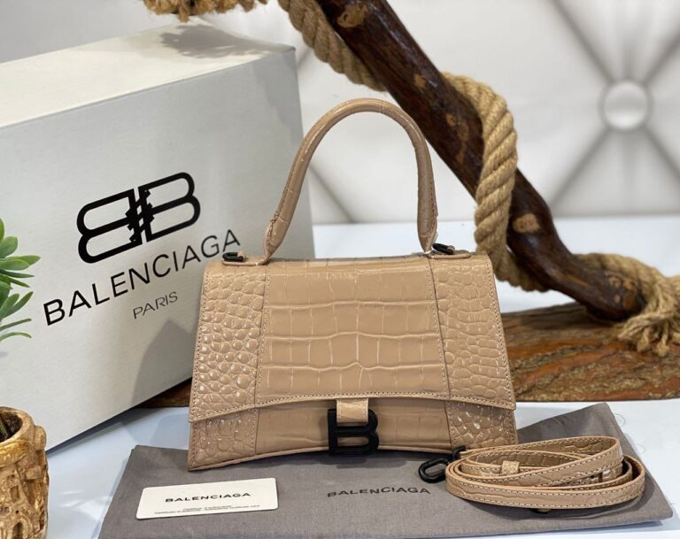 balenciaga canta hourglass kucuk boy vizon croco siyah 23x15x10 cm