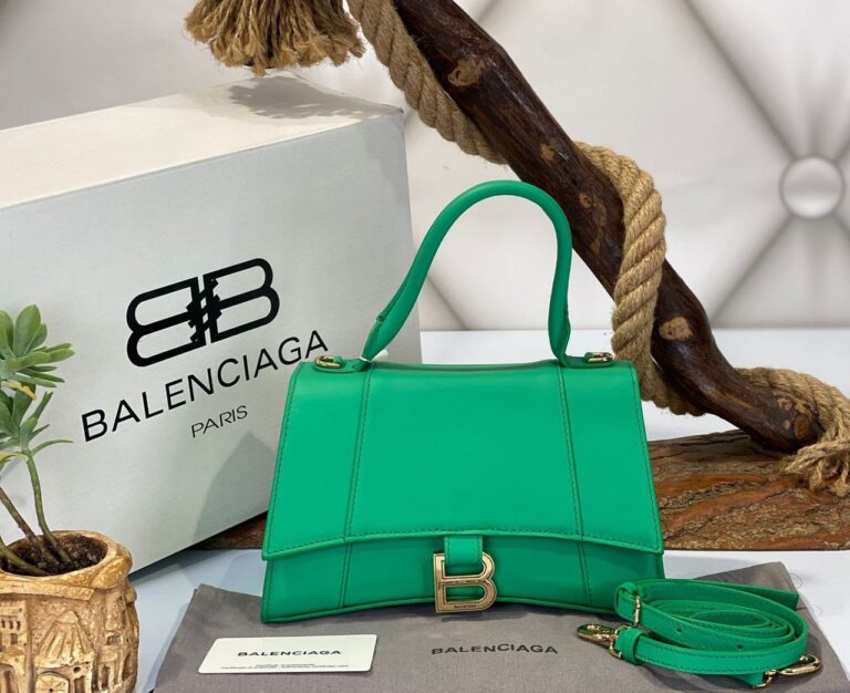 balenciaga canta hourglass kucuk boy yesil gold  23x15x10 cm