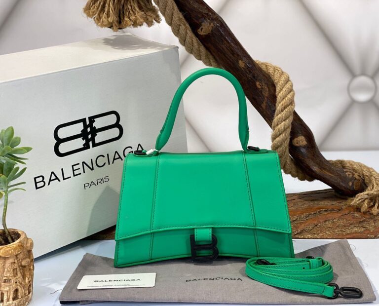 balenciaga canta hourglass kucuk boy yesil siyah 23x15x10 cm