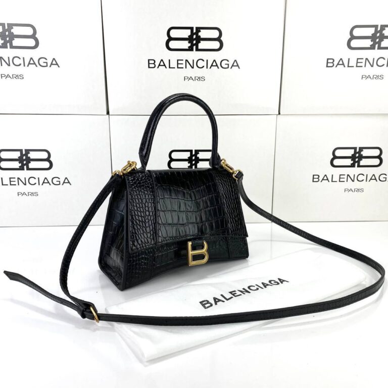 balenciaga canta kucuk boy siyah crocco gold 23x15x10 cm