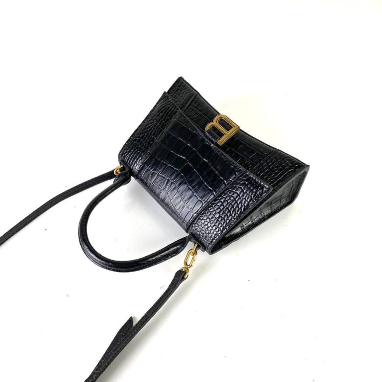 balenciaga canta kucuk boy siyah crocco gold 23x15x10 cm