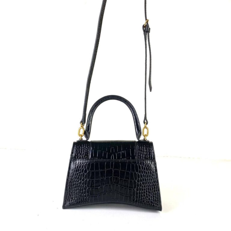 balenciaga canta kucuk boy siyah crocco gold 23x15x10 cm
