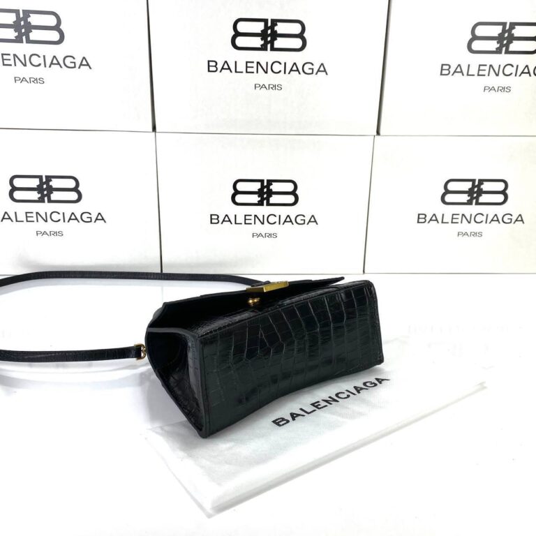 balenciaga canta kucuk boy siyah crocco gold 23x15x10 cm