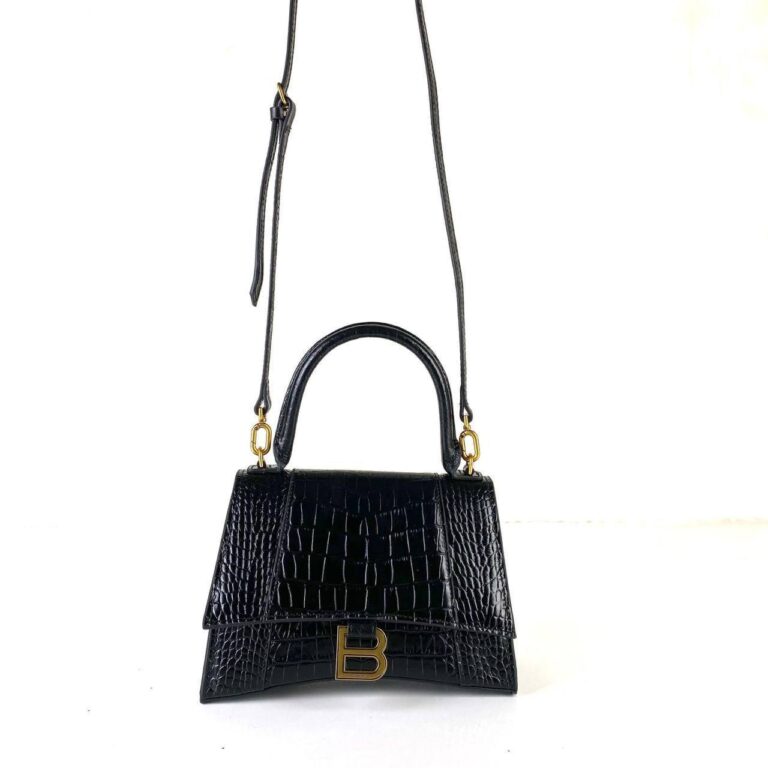 balenciaga canta kucuk boy siyah crocco gold 23x15x10 cm