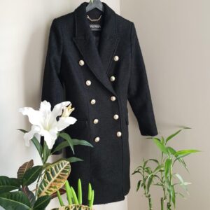 balmain kaban palto siyah yuzde 70 pamuk 27 polyester 3 likra