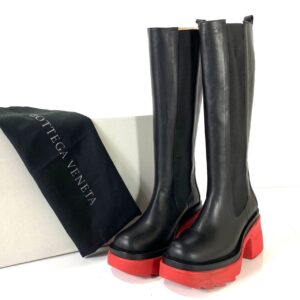 bottega veneta bot flash chelsea siyah kirmizi hakiki deri 9.5 cm