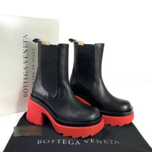 bottega veneta bot flash chelsea siyah topuk kirmizi
