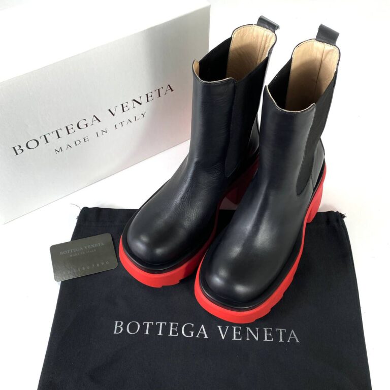 bottega veneta bot flash chelsea siyah topuk kirmizi