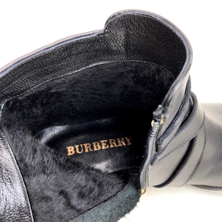 burberry bot siyah hakiki deri
