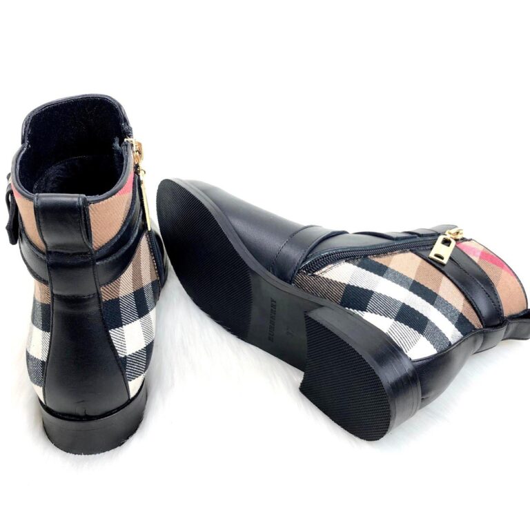 burberry bot siyah hakiki deri
