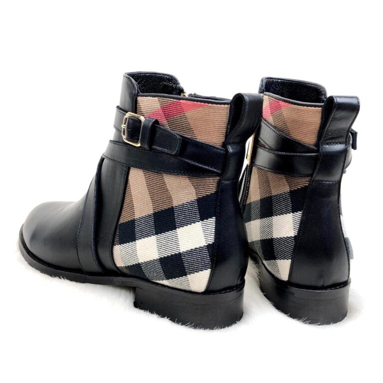 burberry bot siyah hakiki deri