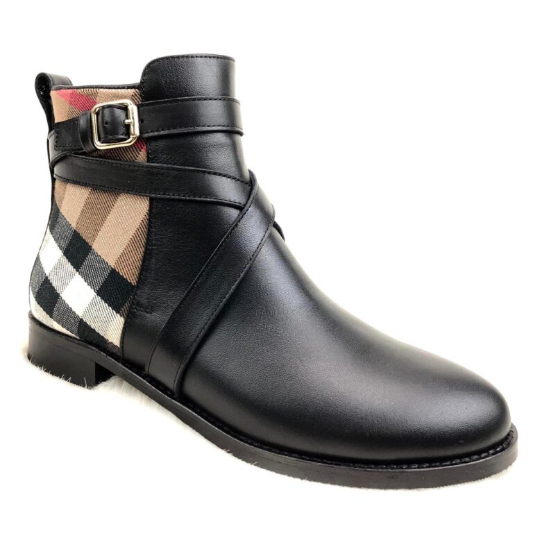 burberry bot siyah hakiki deri