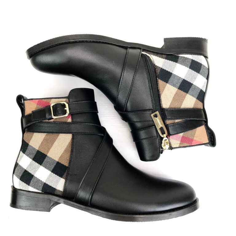 burberry bot siyah hakiki deri