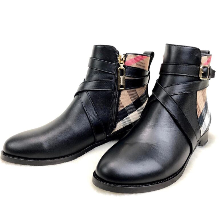 burberry bot siyah hakiki deri