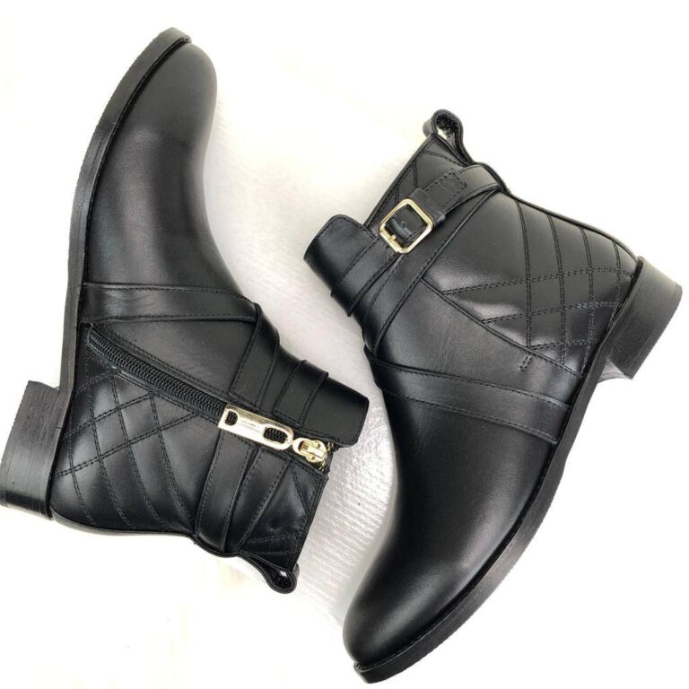 burberry bot siyah hakiki deri