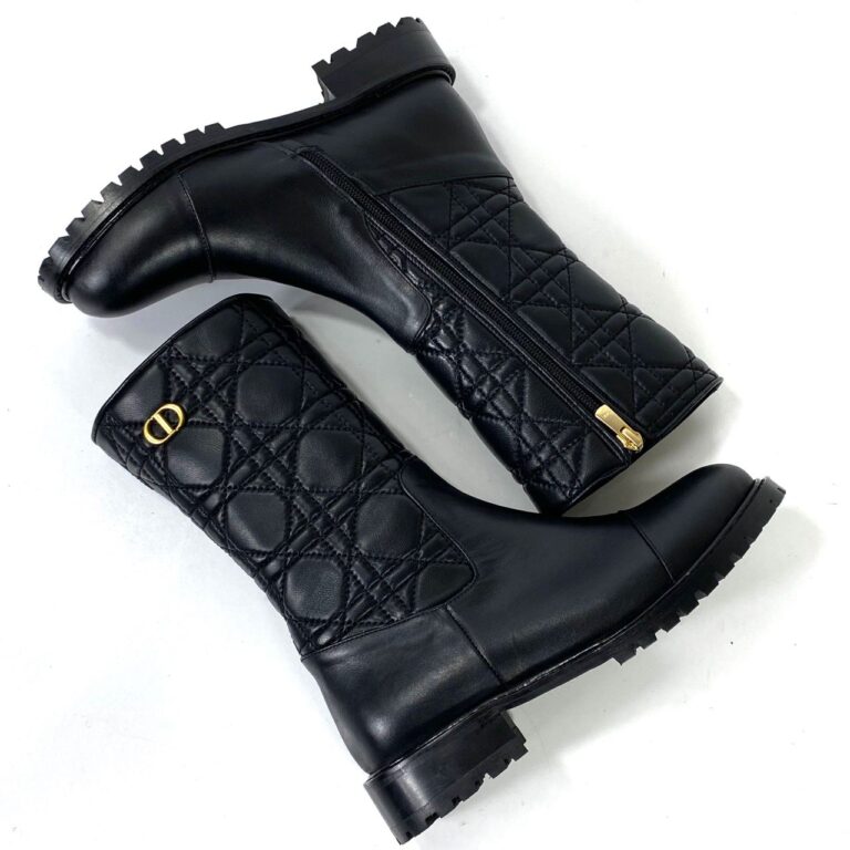 christian dior bot quilted siyah hakiki deri