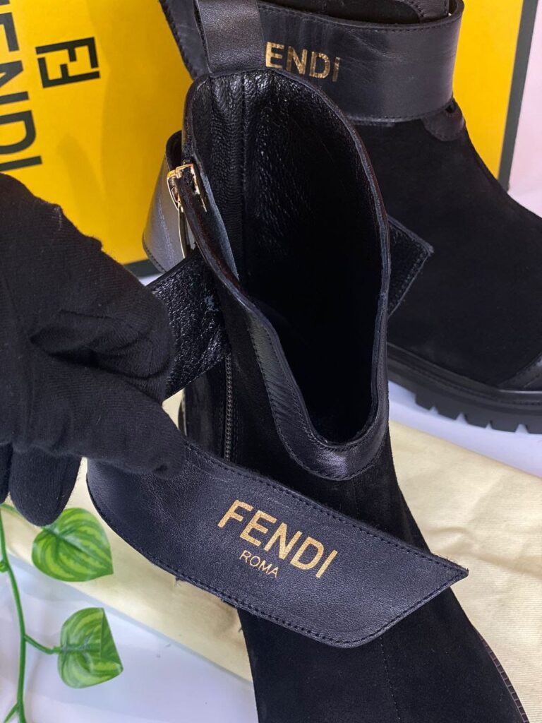 fendi bot siyah deri suet