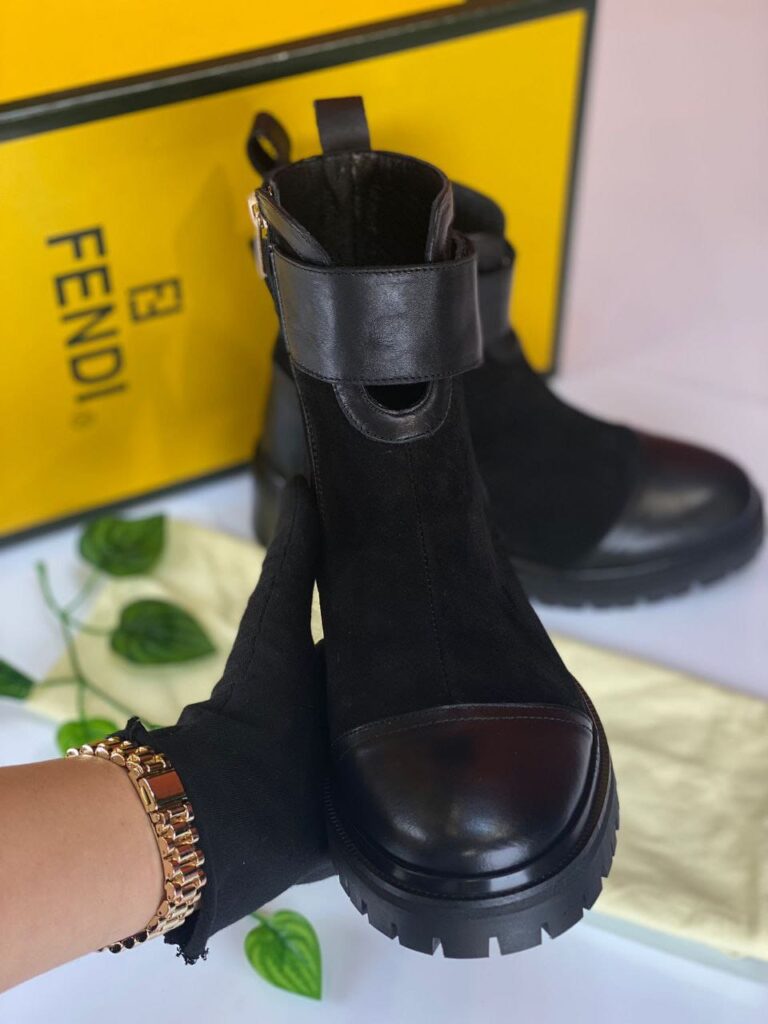 fendi bot siyah deri suet