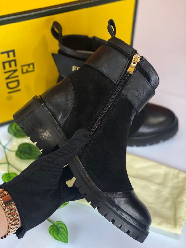 fendi bot siyah deri suet