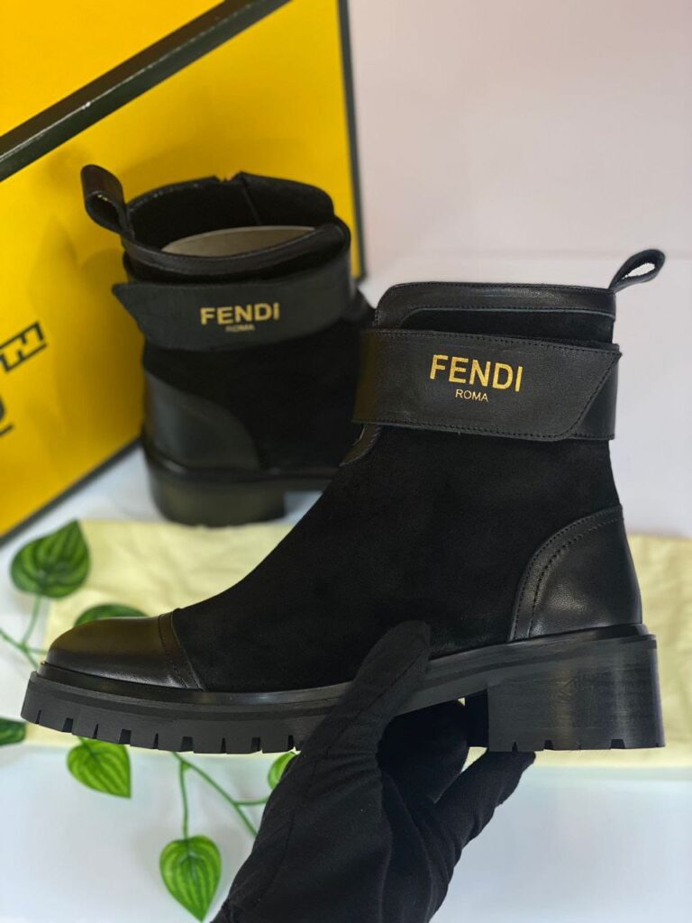 fendi bot siyah deri suet