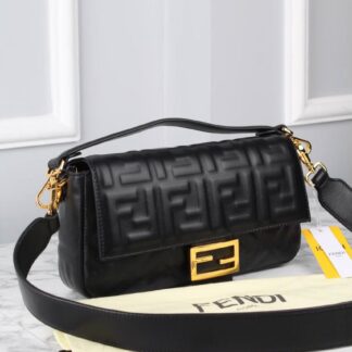 fendi canta baguette siyah kabartma desen ithal 27x16x6 cm