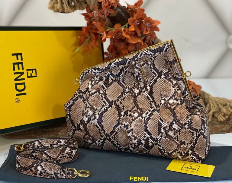 fendi canta first buyuk boy naturel kahve piton hakiki deri 32.5x23.5x15 cm