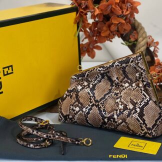 fendi canta first orta boy kahve naturel piton hakiki deri 26x18x9.5 cm