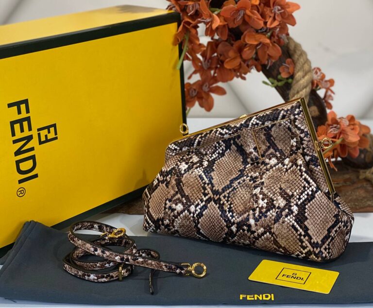 fendi canta first orta boy kahve naturel piton hakiki deri 26x18x9.5 cm