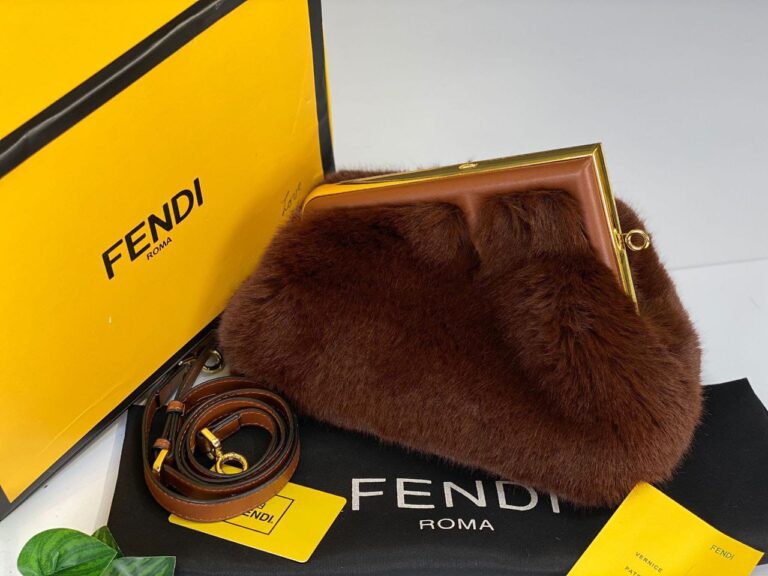 fendi canta first orta boy tuylu kahve hakiki deri 26x18x9.5 cm