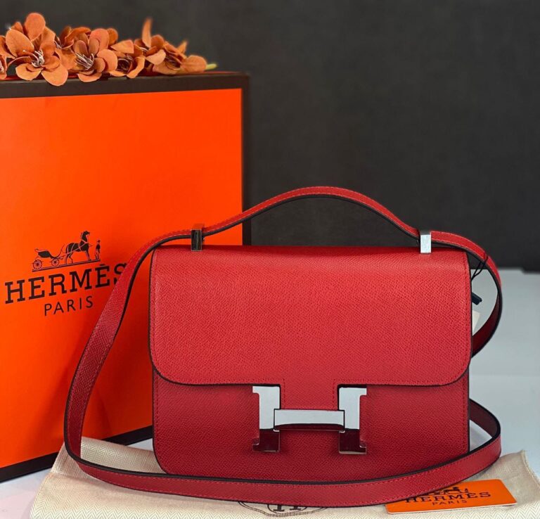 hermes canta constance kirmizi silver epsom deri 23x18 cm ithal