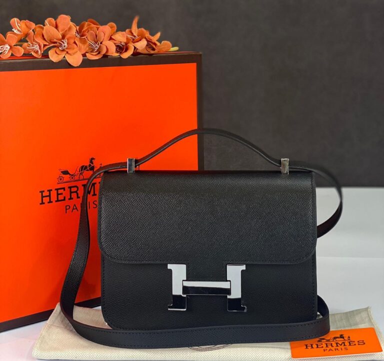 hermes canta constance siyah silver epsom deri 23x18 cm ithal