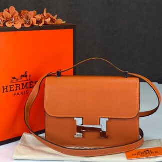 hermes canta constance turuncu silver epsom deri 23x18 cm ithal
