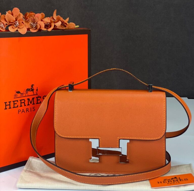 hermes canta constance turuncu silver epsom deri 23x18 cm ithal