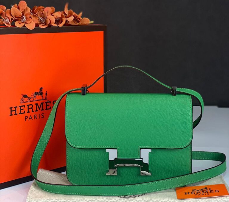 hermes canta constance yesil silver epsom deri 23x18 cm ithal