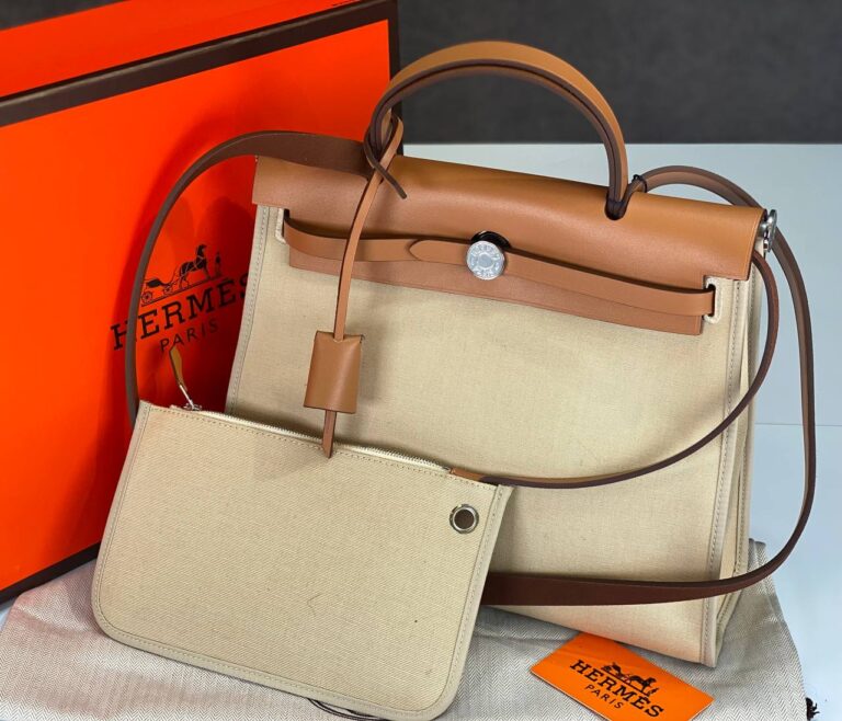 hermes canta kumas deri karisimli bej taba hakiki deri 36x28 cm