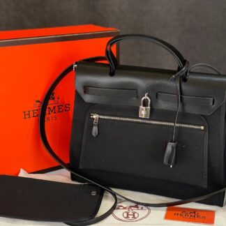 hermes canta kumas deri karisimli siyah hakiki deri 36x28 cm