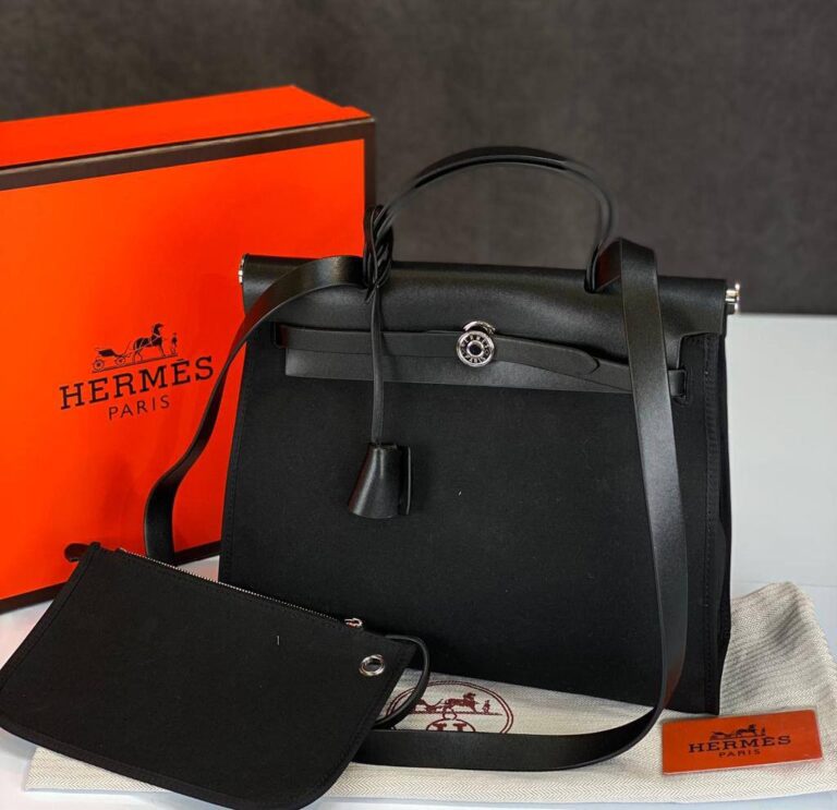 hermes canta kumas deri karisimli siyah hakiki deri 36x28 cm