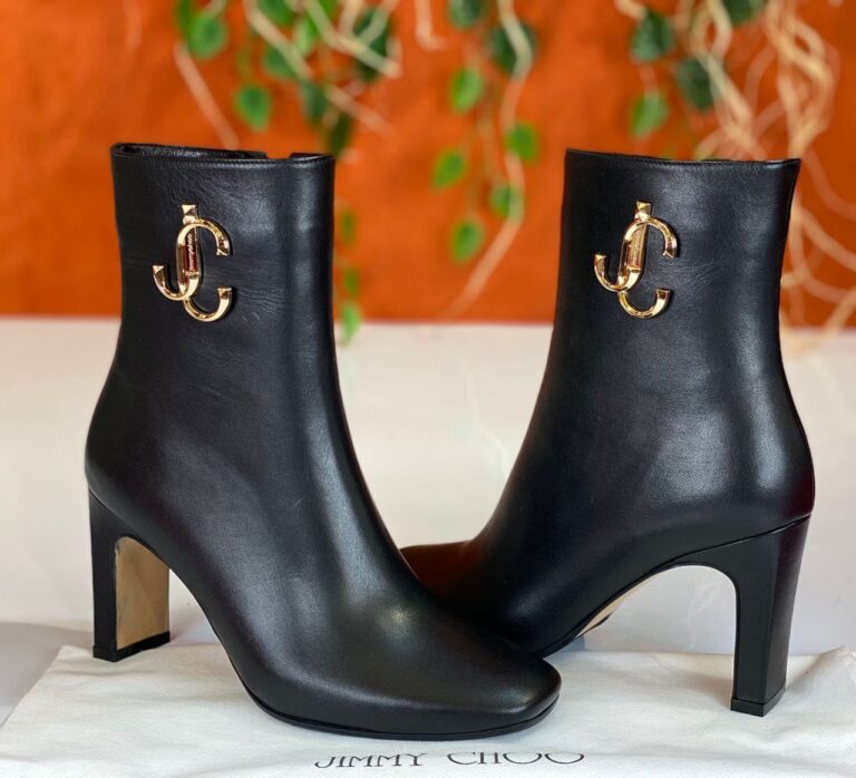 jimmy choo bot hakiki deri siyah 8 cm topuk