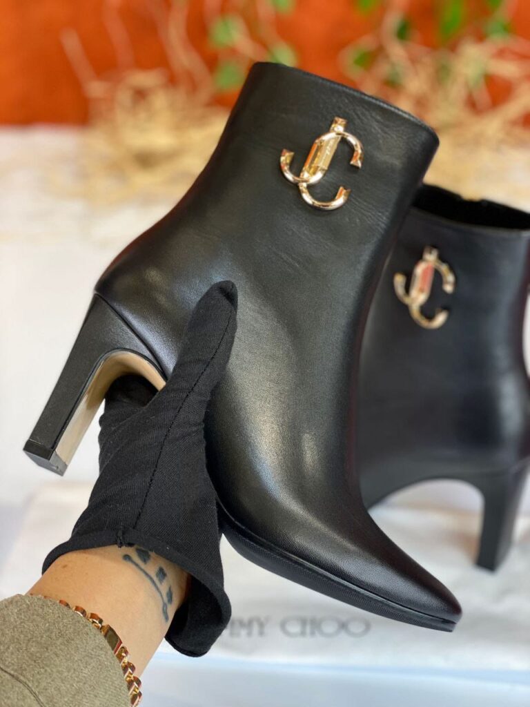 jimmy choo bot hakiki deri siyah 8 cm topuk
