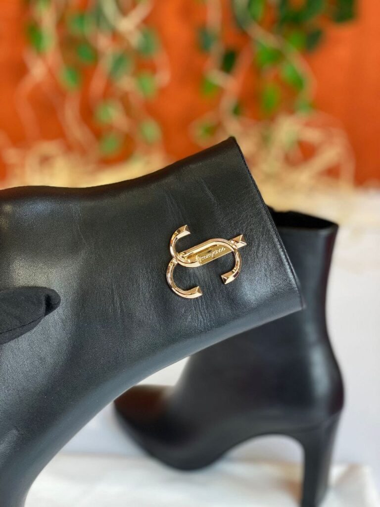 jimmy choo bot hakiki deri siyah 8 cm topuk