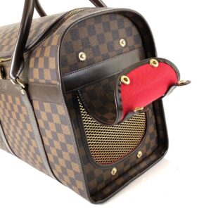 louis vuitton canta dog carrier kedi kopek icin kahve damier 40x30x22 cm