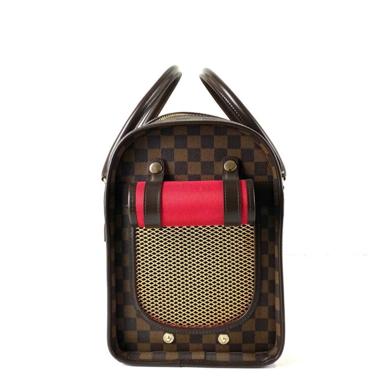 louis vuitton canta dog carrier kedi kopek icin kahve damier 40x30x22 cm