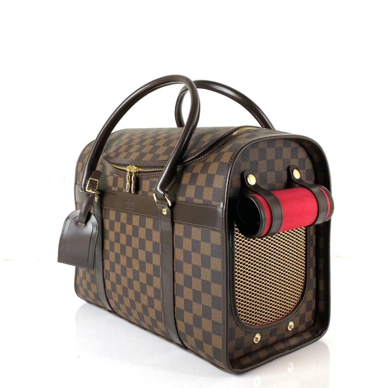 louis vuitton canta dog carrier kedi kopek icin kahve damier 40x30x22 cm