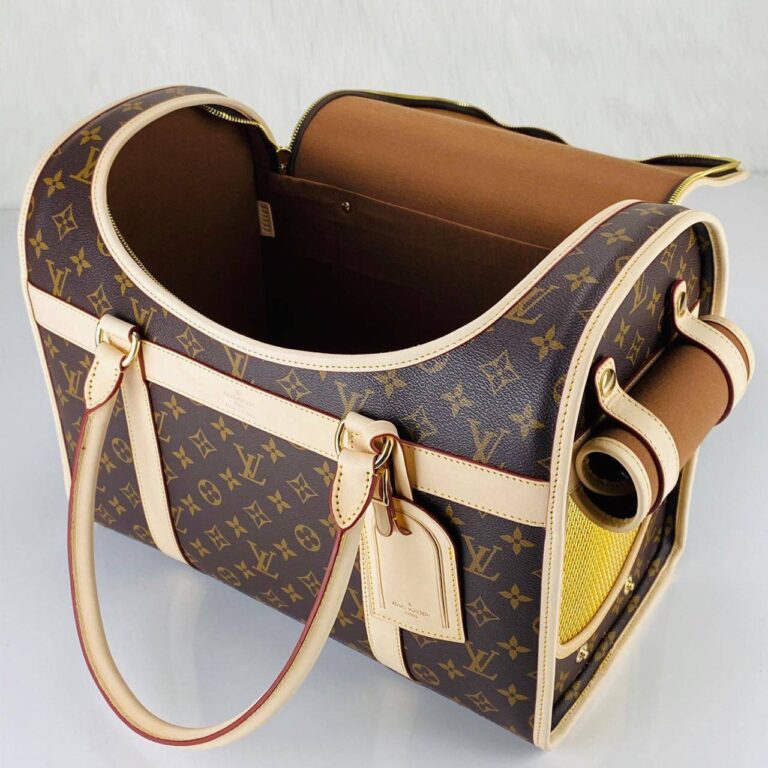 louis vuitton canta dog carrier kedi kopek icin kahve monogram 40x30x22 cm