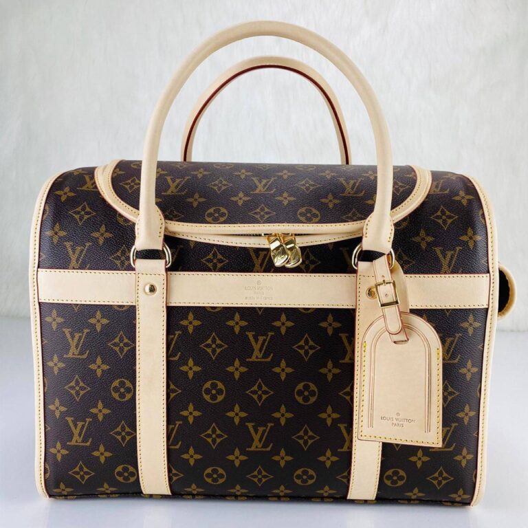 louis vuitton canta dog carrier kedi kopek icin kahve monogram 40x30x22 cm