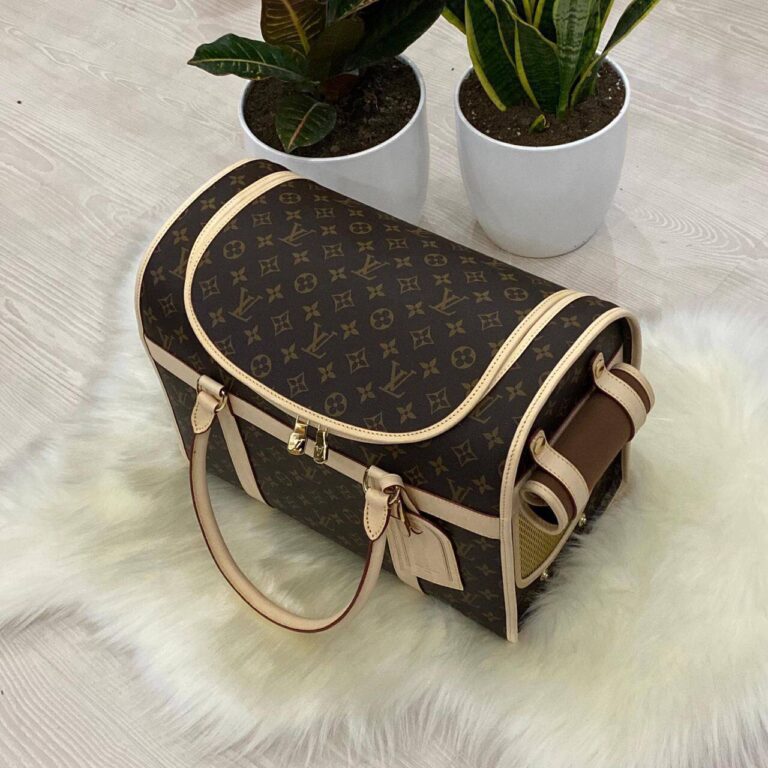 louis vuitton canta dog carrier kedi kopek icin kahve monogram 40x30x22 cm